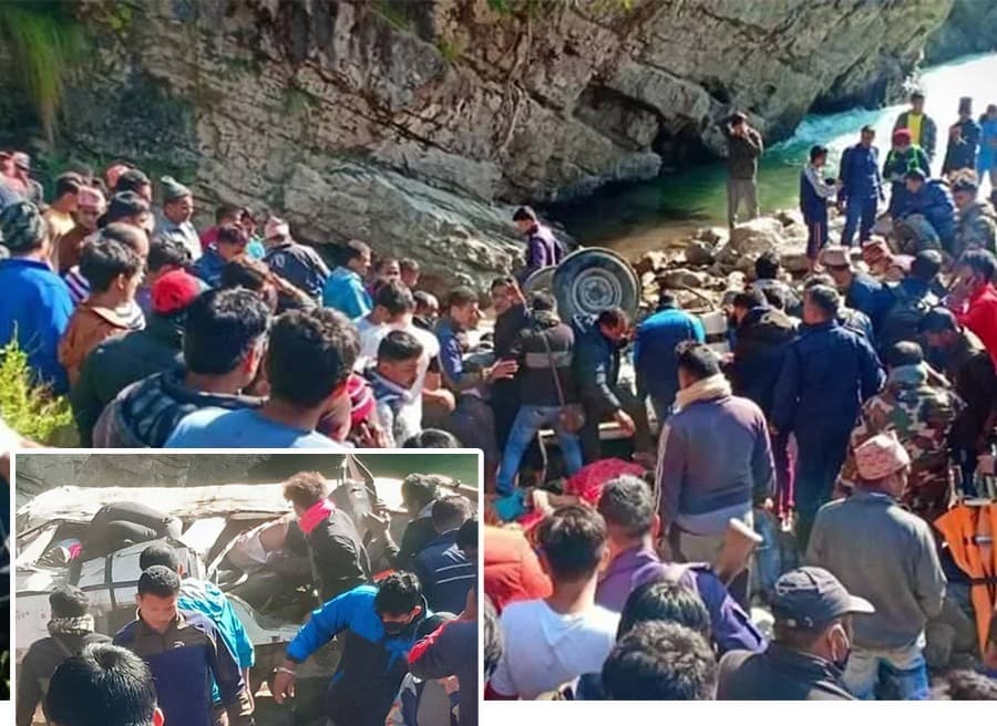कूल पूजाको लागि हिडेको जीप बागलुङमा दुर्घटना, १४ जनाको घटनास्थलमै मृत्यु
