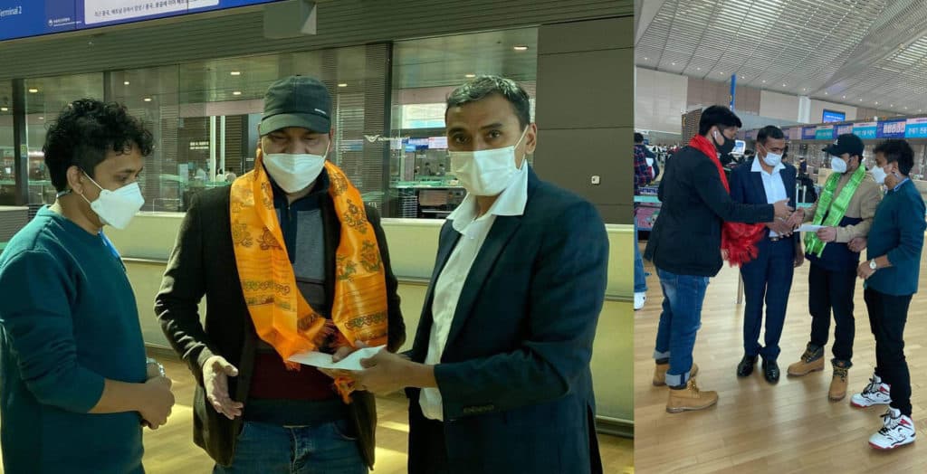 कोरियन एयरको निःशुल्क टिकट उपहार पाएपछि न्यौपाने र खनाल मख्ख, शुक्रवार २ सय ४ जनासहित स्वदेश उडे