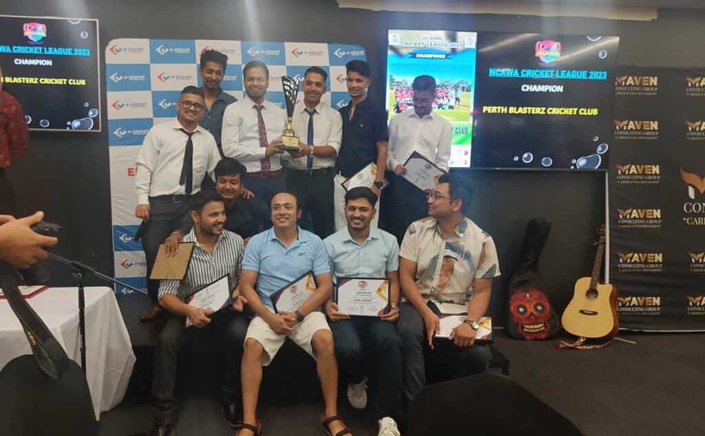 पर्थमा क्रिकेट : एनसीएडब्लुए क्रिकेट लिगका विजेतालाई अवार्ड हस्तान्तरण