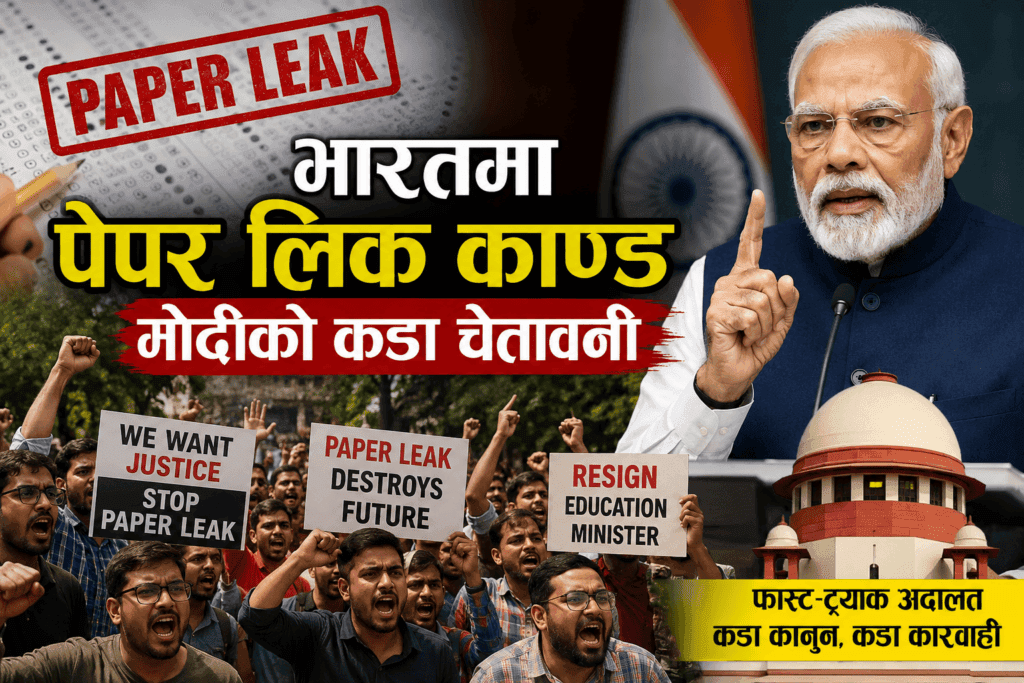 भारतमा पेपर लिक प्रकरण चर्कियो : मोदीले कडा कानुन र फास्ट-ट्र्याक अदालत घोषणा गरे पनि आन्दोलन जारी