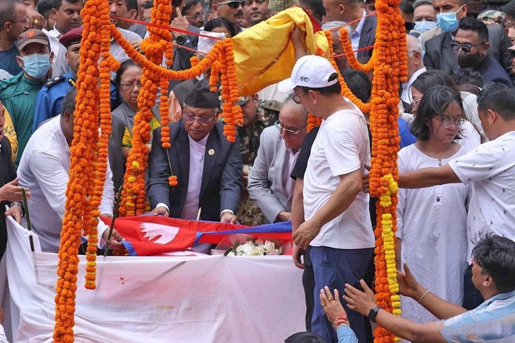 संविधान सभाका अध्यक्ष नेम्वाङको राजकीय सम्मानसहित अन्तिम श्रद्धाञ्जली