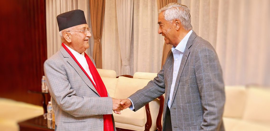 प्रधानमन्त्री ओली र काँग्रेस सभापति देउवाबीच भेटवार्ता